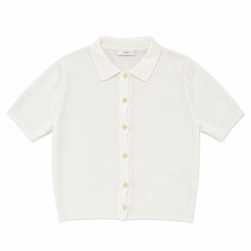 Dunst Unisex Open Collar Boucle Knit Cardigan in Off White